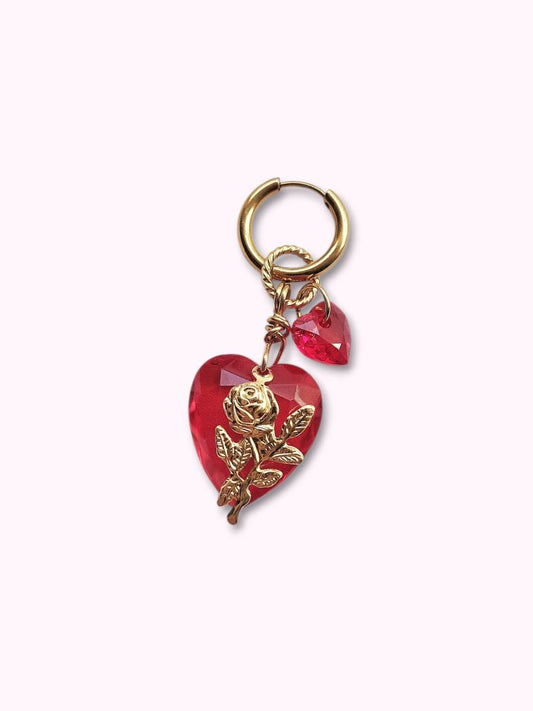 PASSIONATA gold and red single loop earring