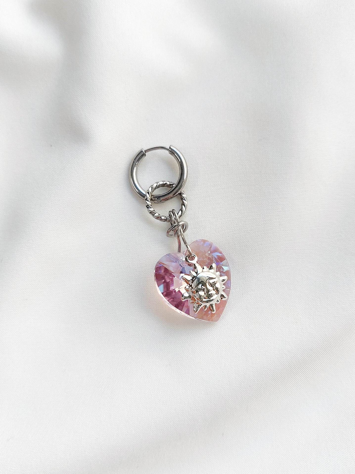 SILENCE single-loop heart and sun crystal