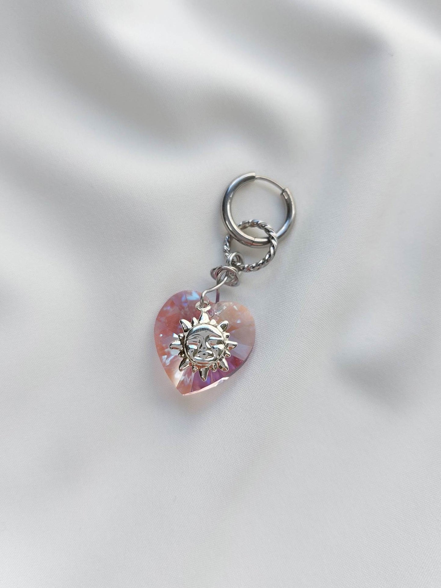 SILENCE single-loop heart and sun crystal