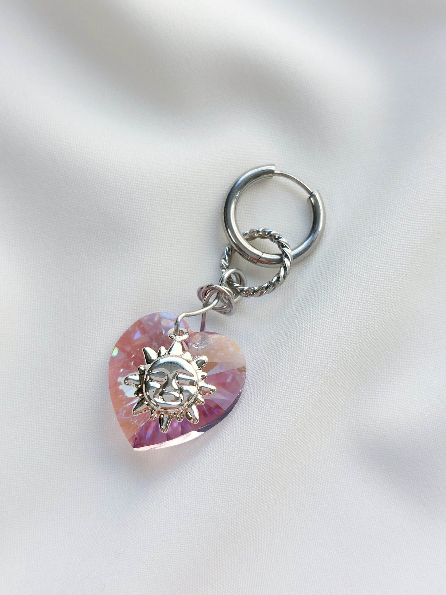SILENCE single-loop heart and sun crystal