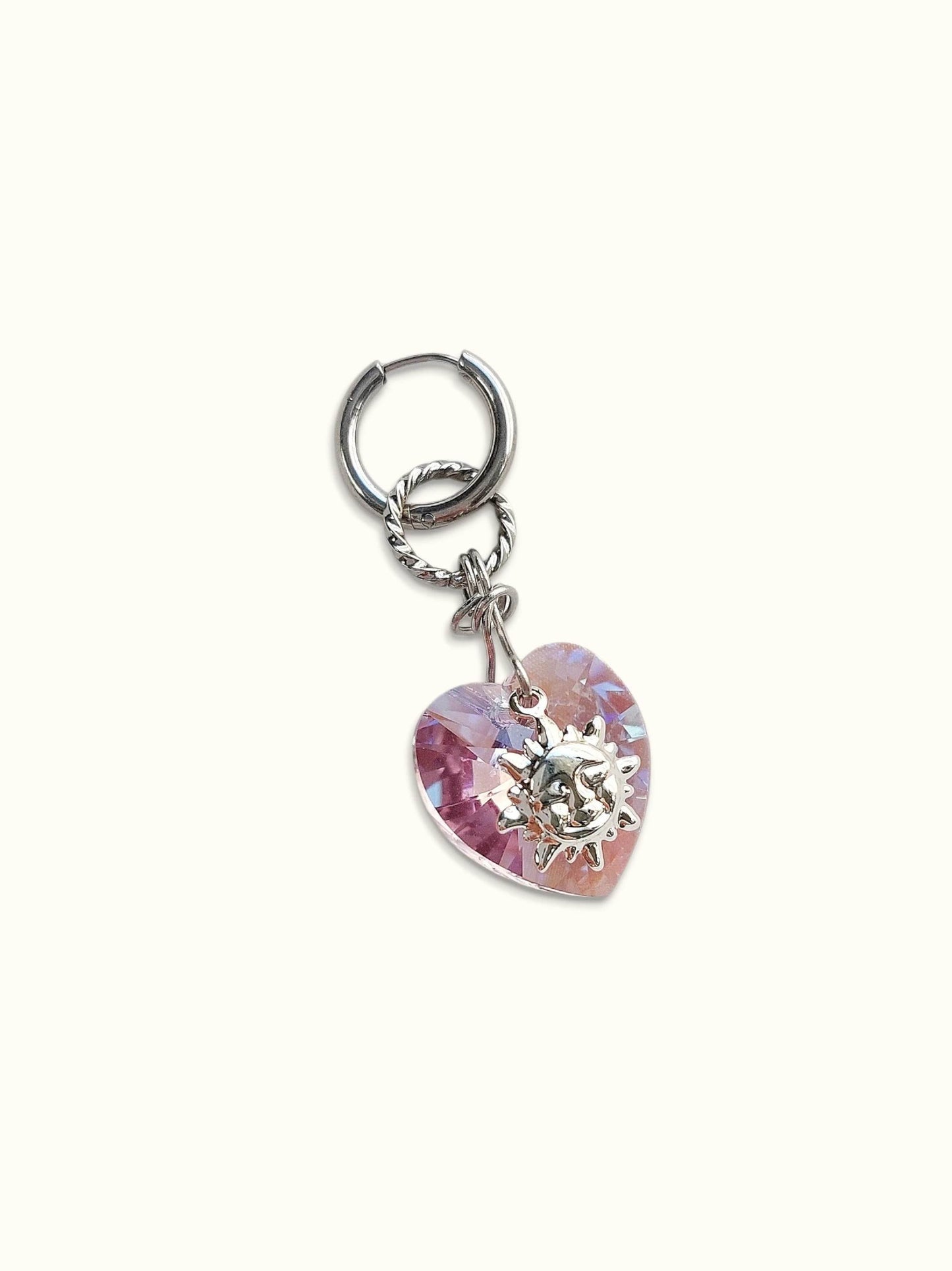 SILENCE single-loop heart and sun crystal