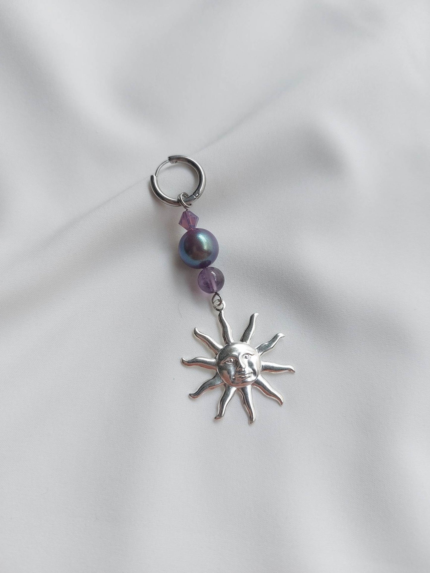 MAYHEM Silver Single Hoop Earring with Cross Charm