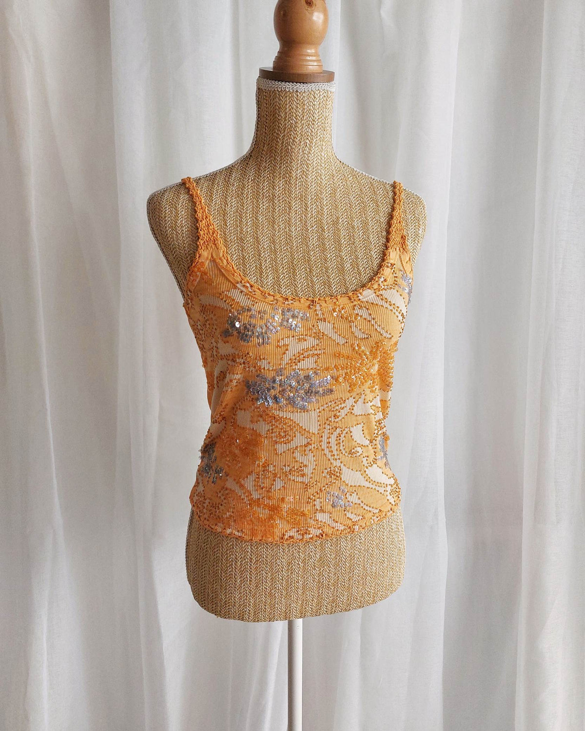 SUNSET Débardeur orangé avec broderies T.36/38