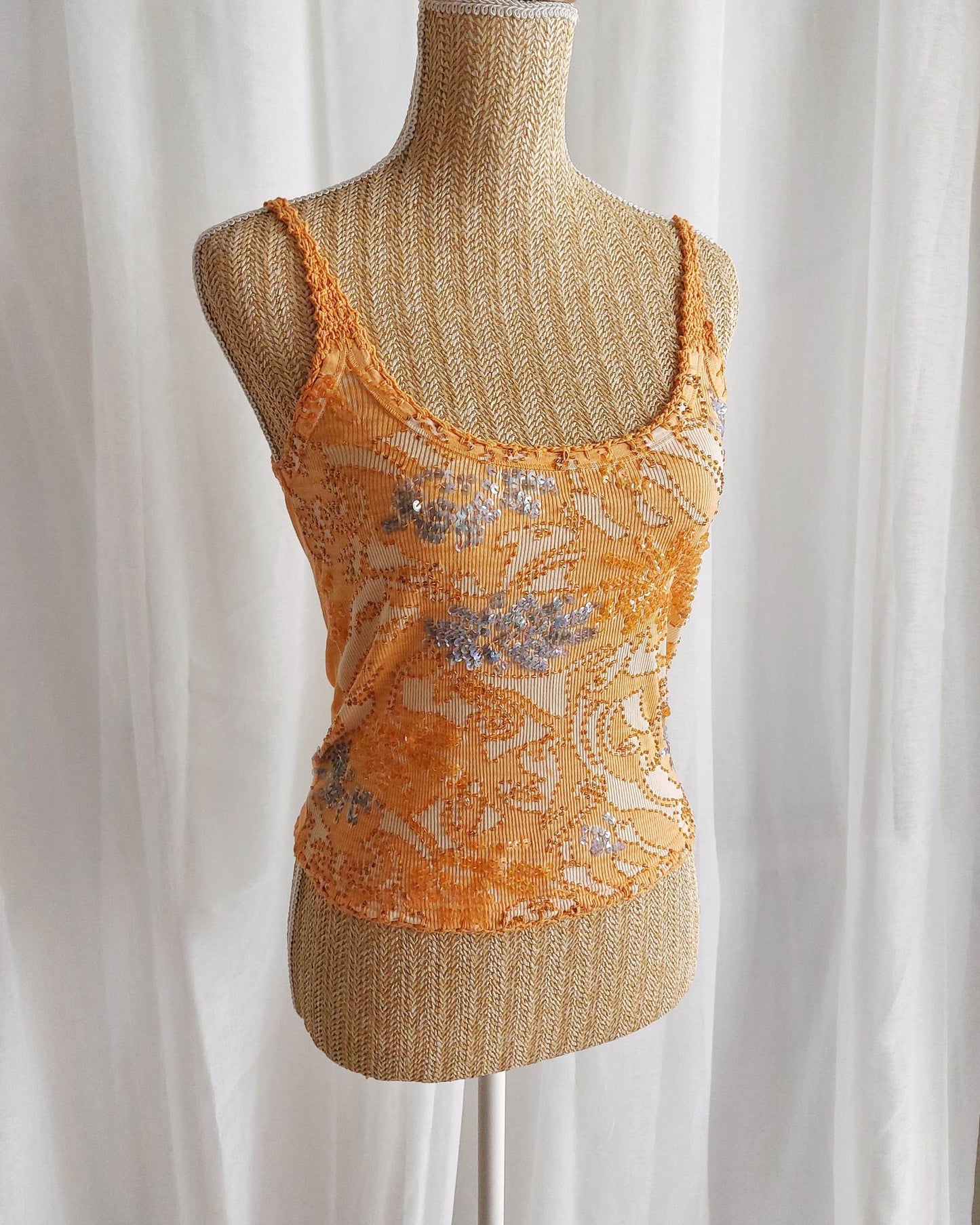 SUNSET Débardeur orangé avec broderies T.36/38