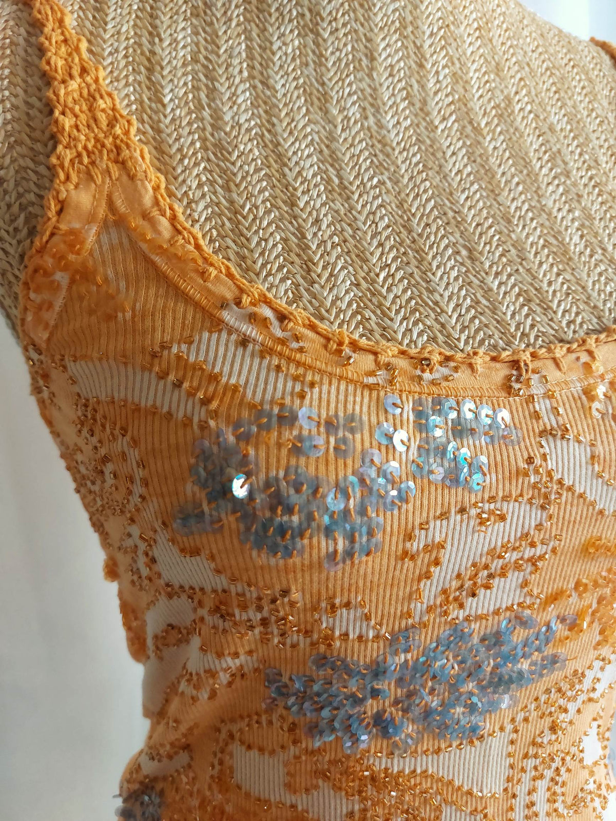 SUNSET Débardeur orangé avec broderies T.36/38