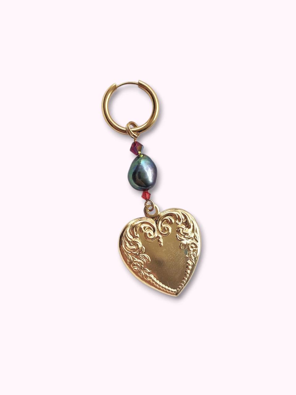 NARCISSE single baroque heart earring