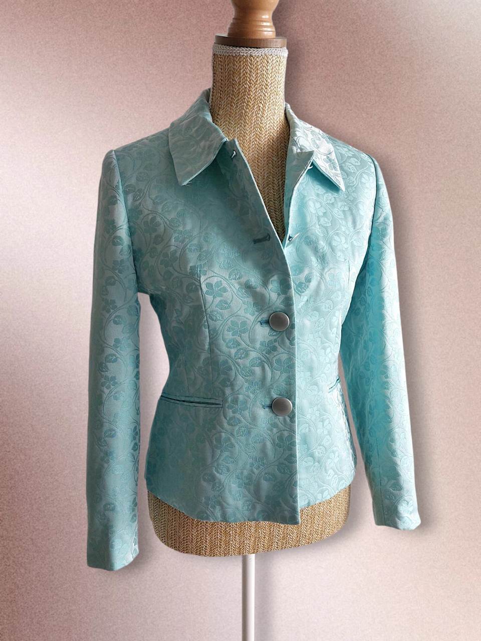 PERFUME blazer turquoise avec fleurs T.36/38