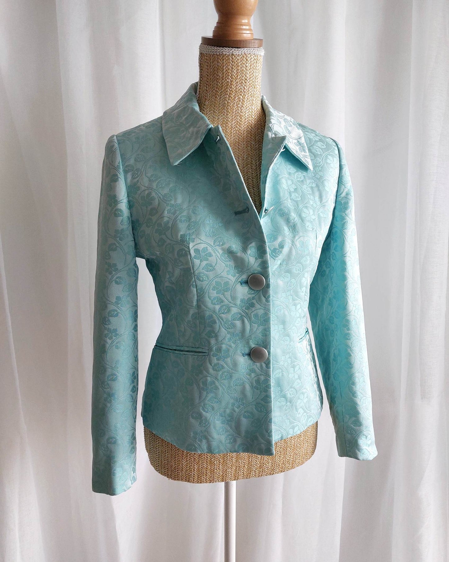 PERFUME blazer turquoise avec fleurs T.36/38