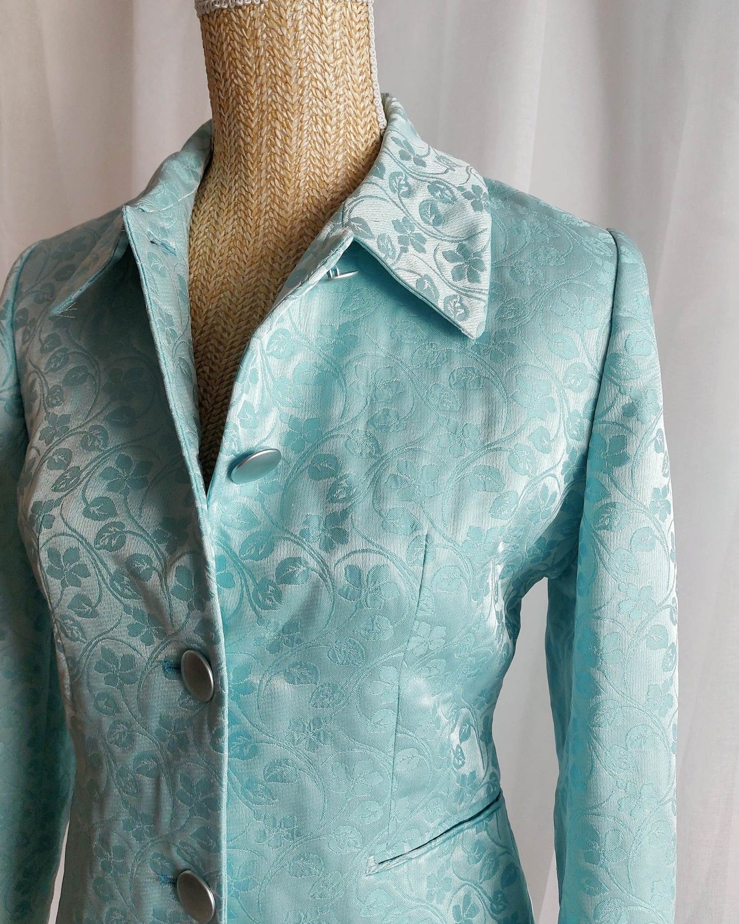 PERFUME blazer turquoise avec fleurs T.36/38