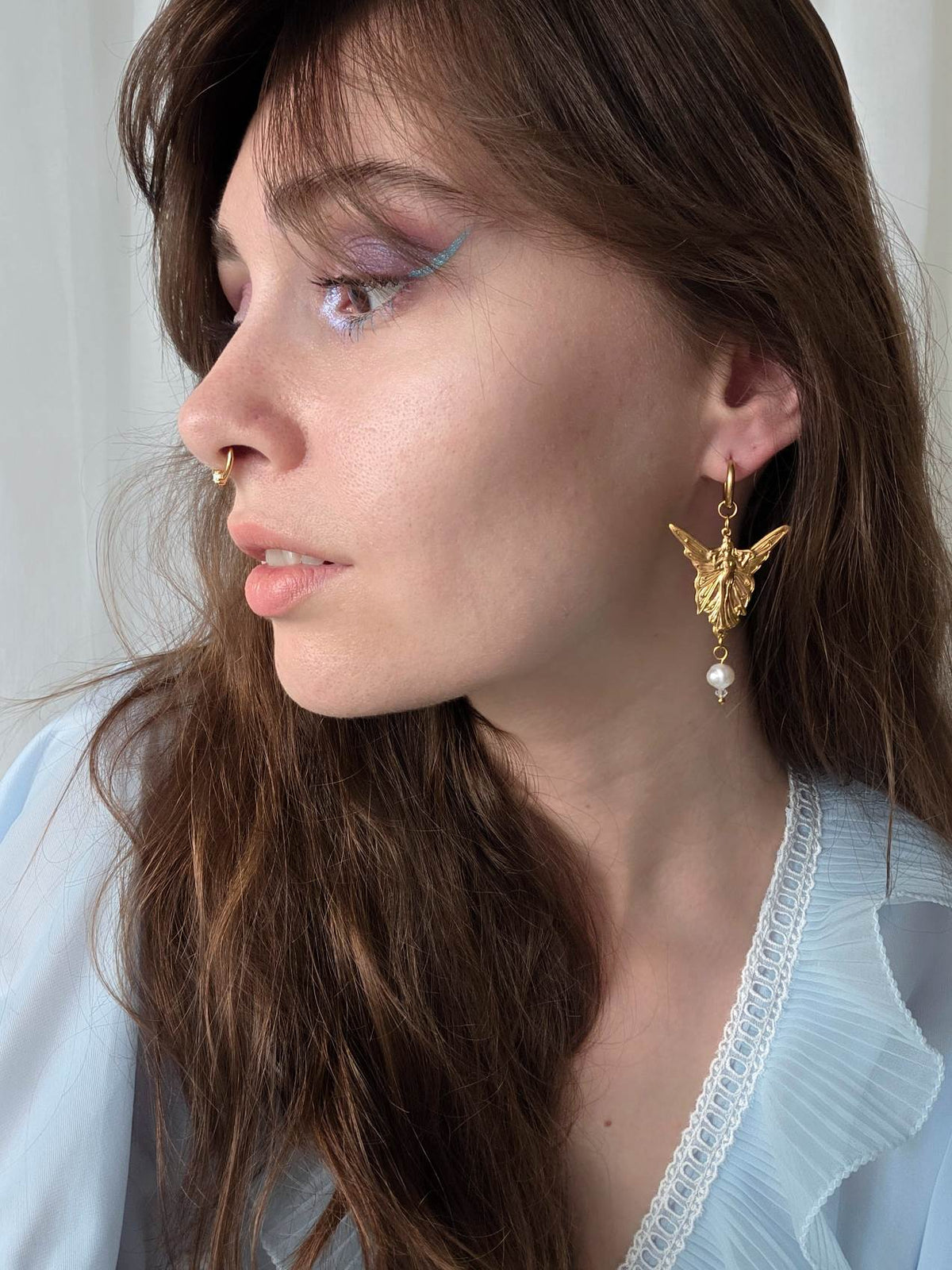 MAYHEM Silver Single Hoop Earring with Cross Charm