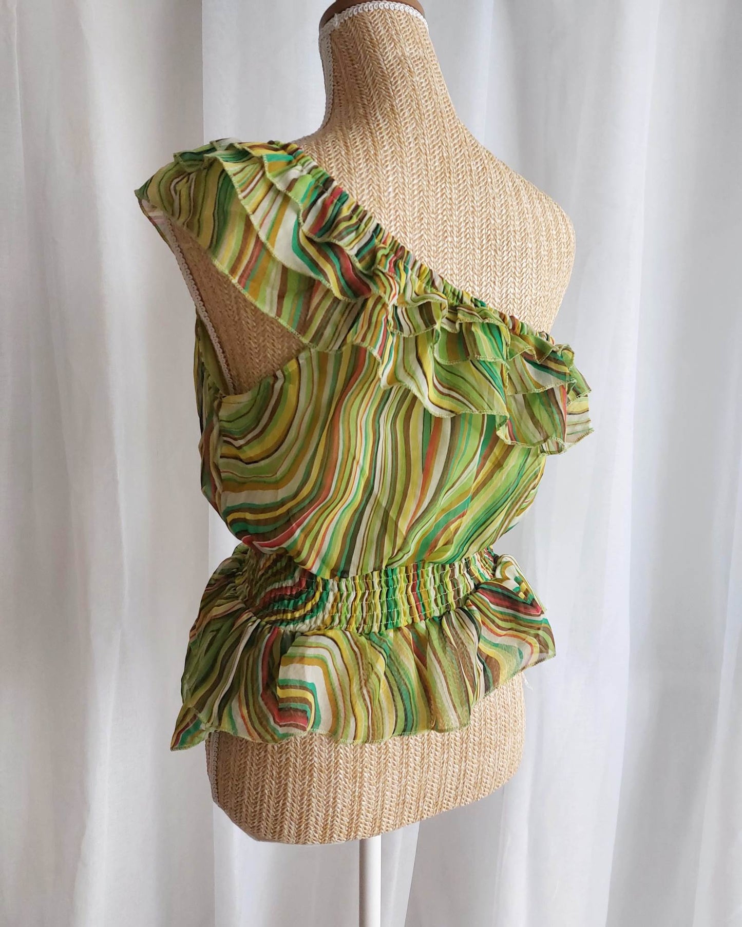 CANDYCANE top vert asymétrique à rayures T.36