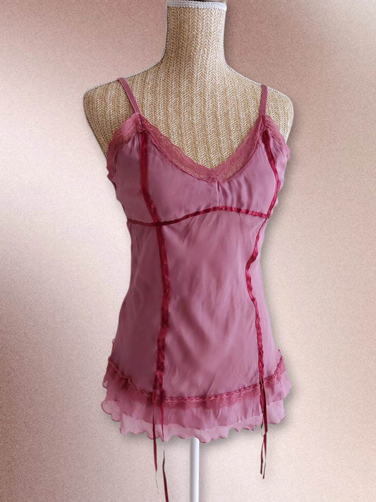 PEONY Petal pink camisole with lace Size 38