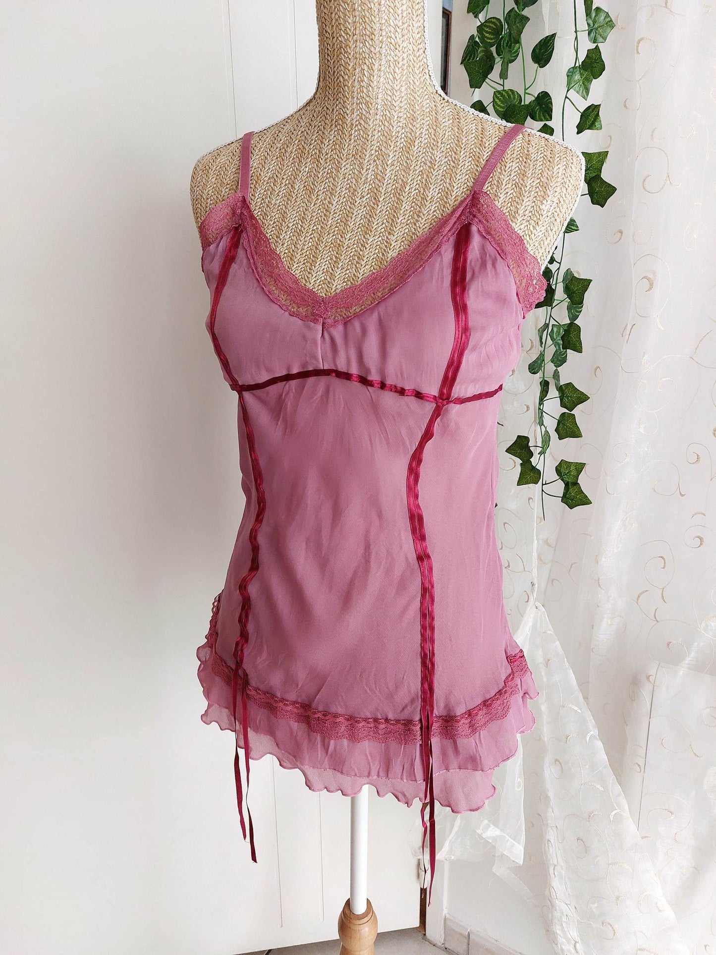 PEONY Petal pink camisole with lace Size 38