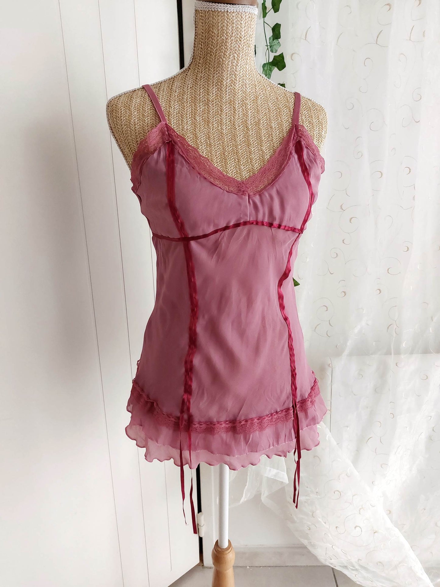 PEONY Petal pink camisole with lace Size 38
