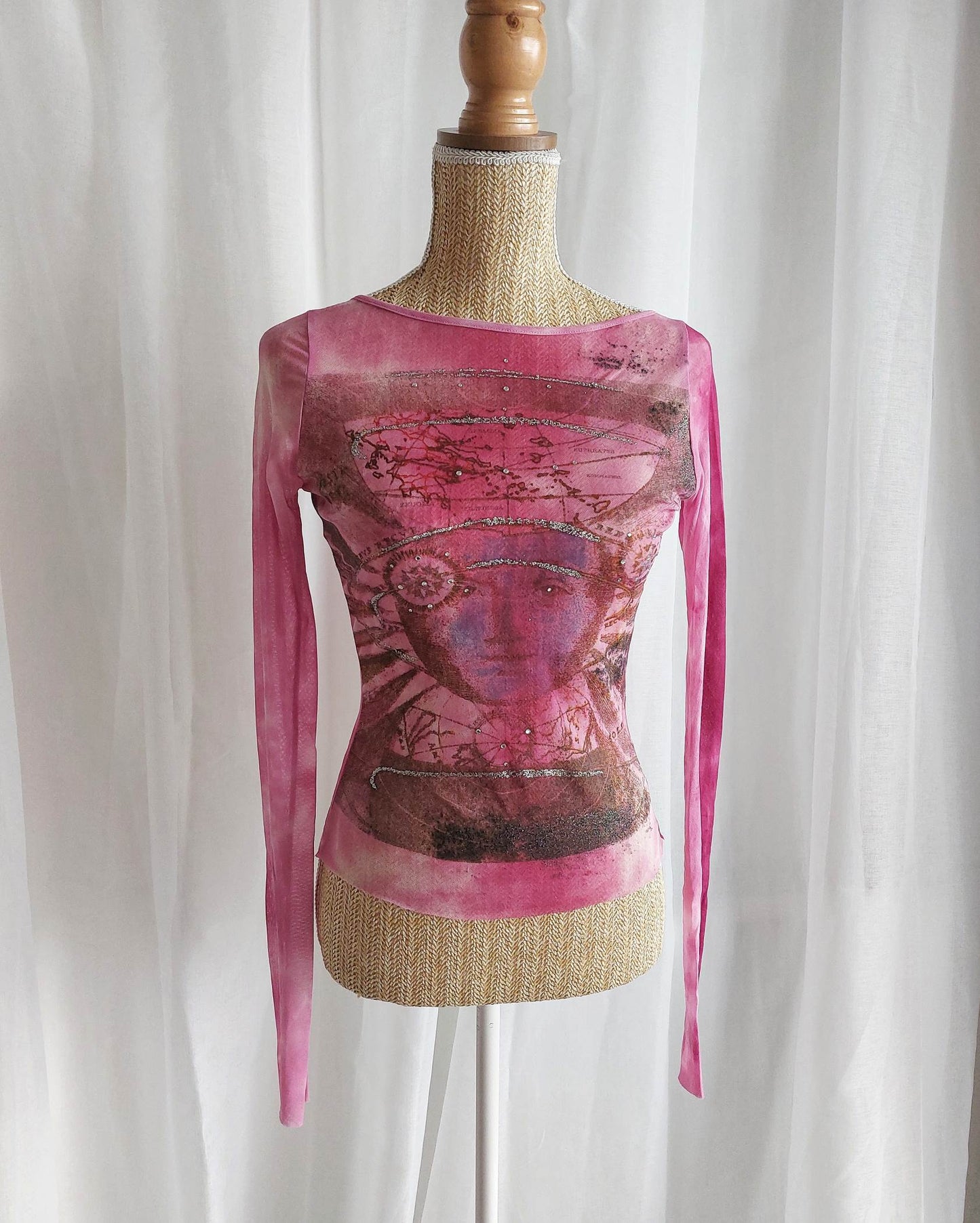 WITCHCRAFT top mesh rose ésotérique astro T.34/36/38