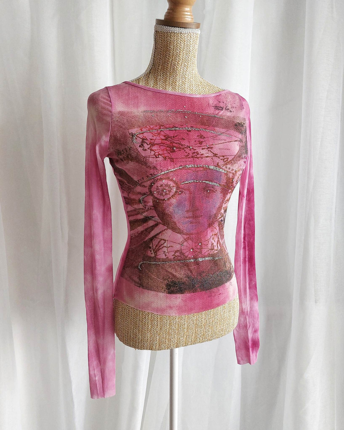 WITCHCRAFT top mesh rose ésotérique astro T.34/36/38
