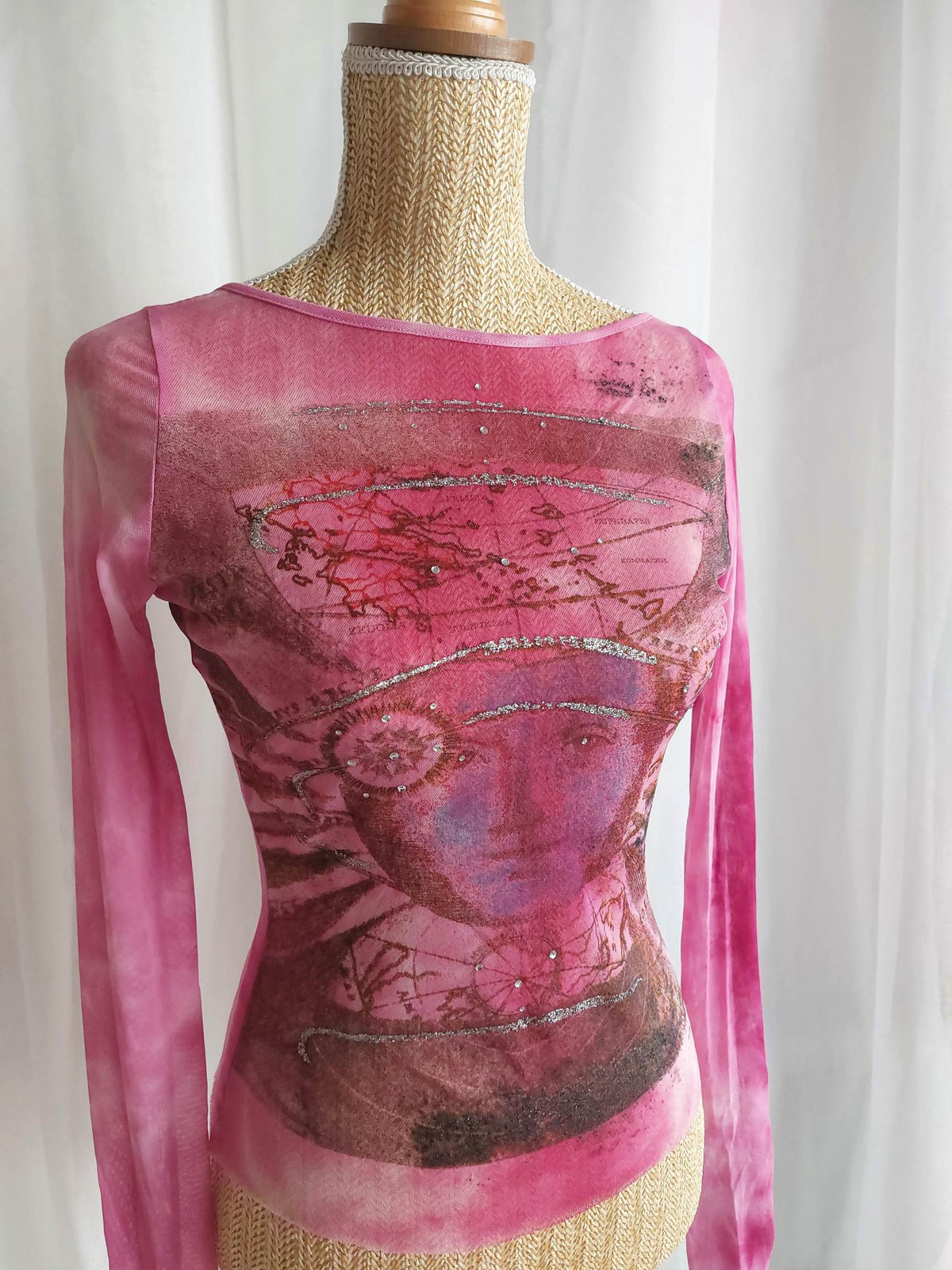 WITCHCRAFT top mesh rose ésotérique astro T.34/36/38