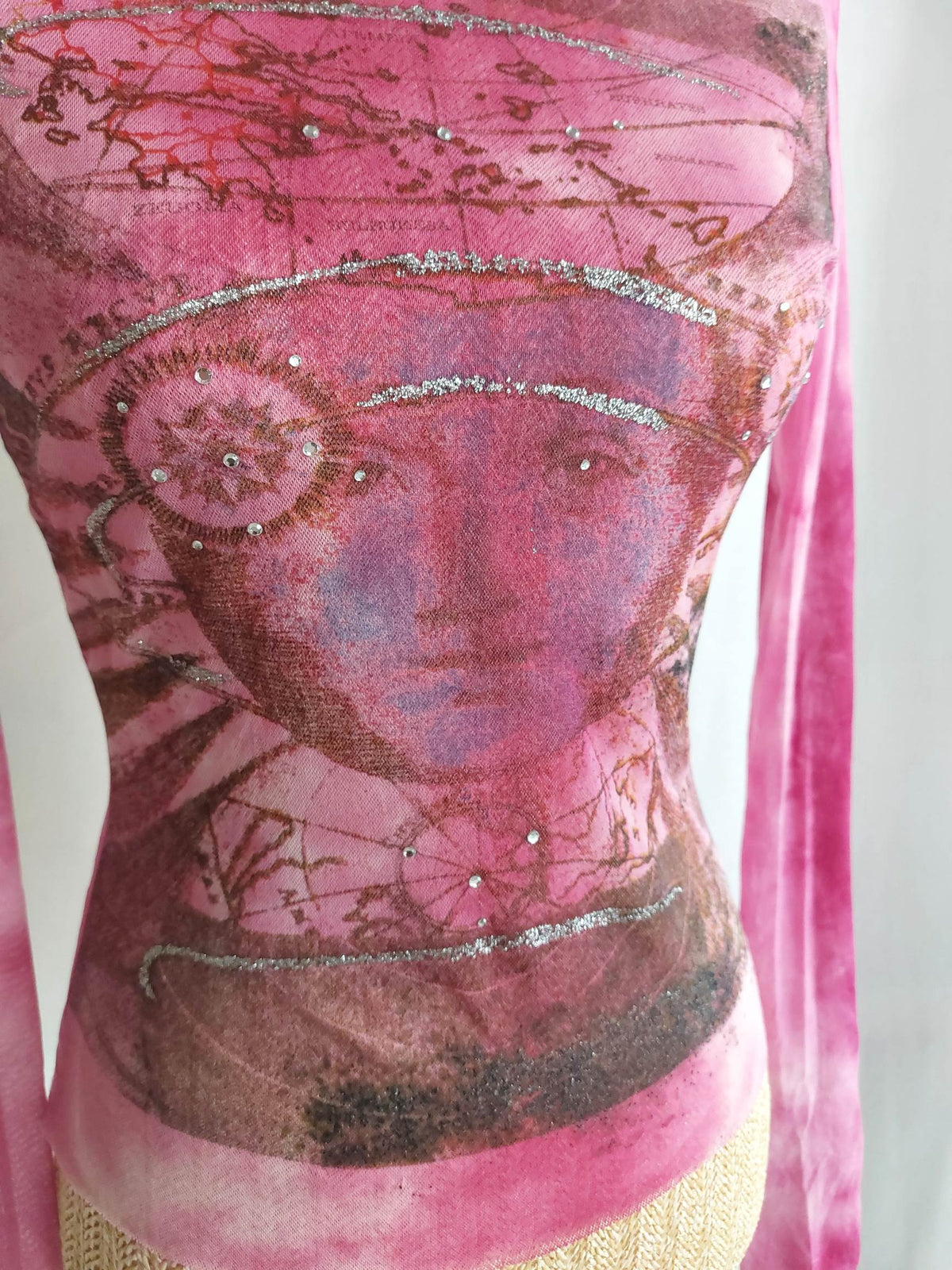 WITCHCRAFT top mesh rose ésotérique astro T.34/36/38