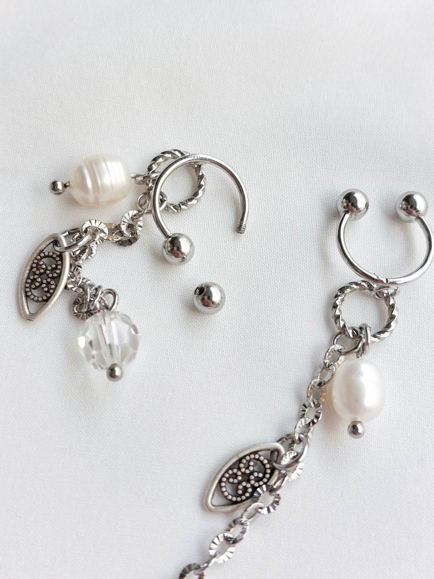 XIMA silver earcuff with pearls
