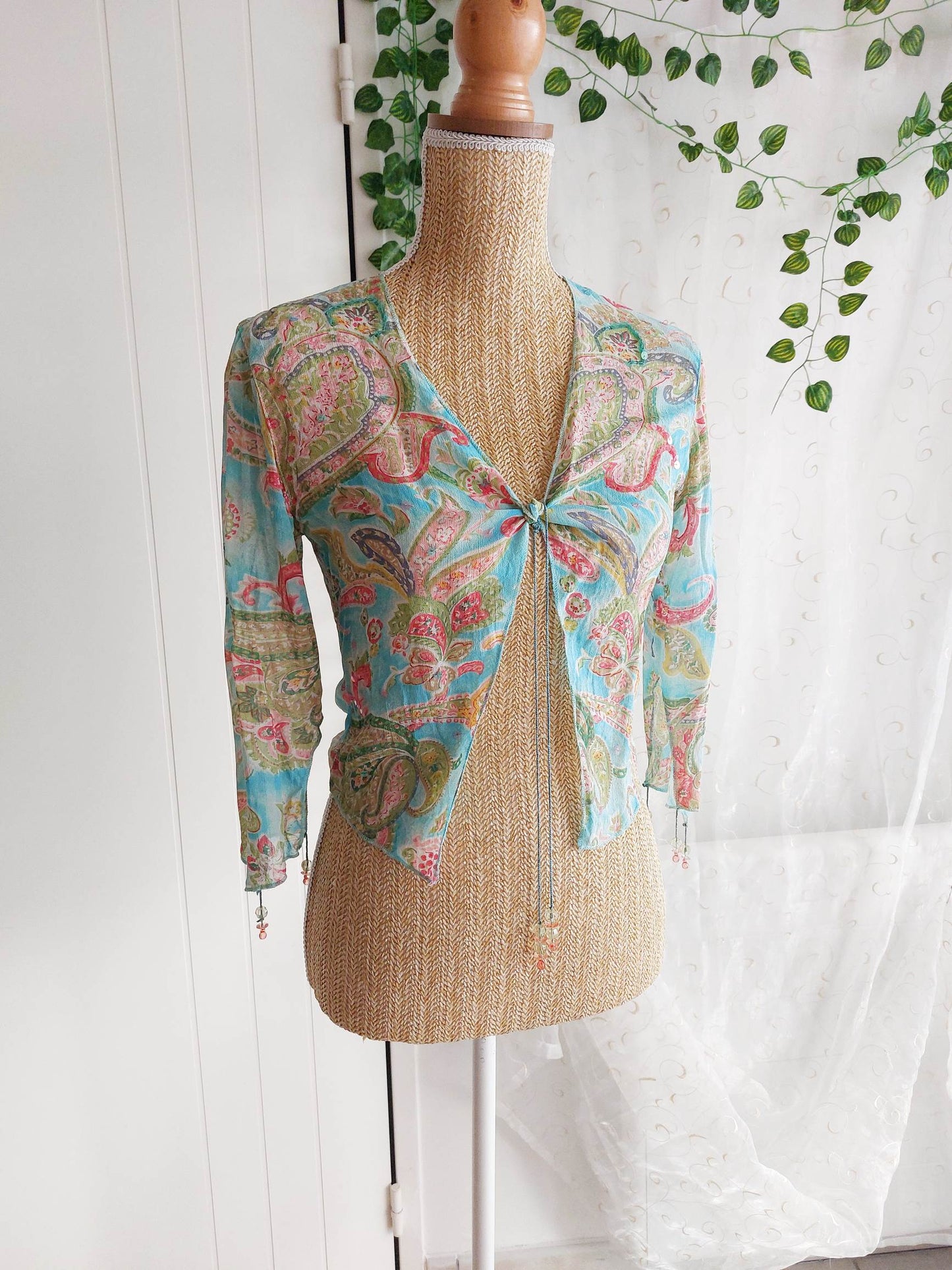 RIVIERA blue paisley waistcoat Derhy size 36/38