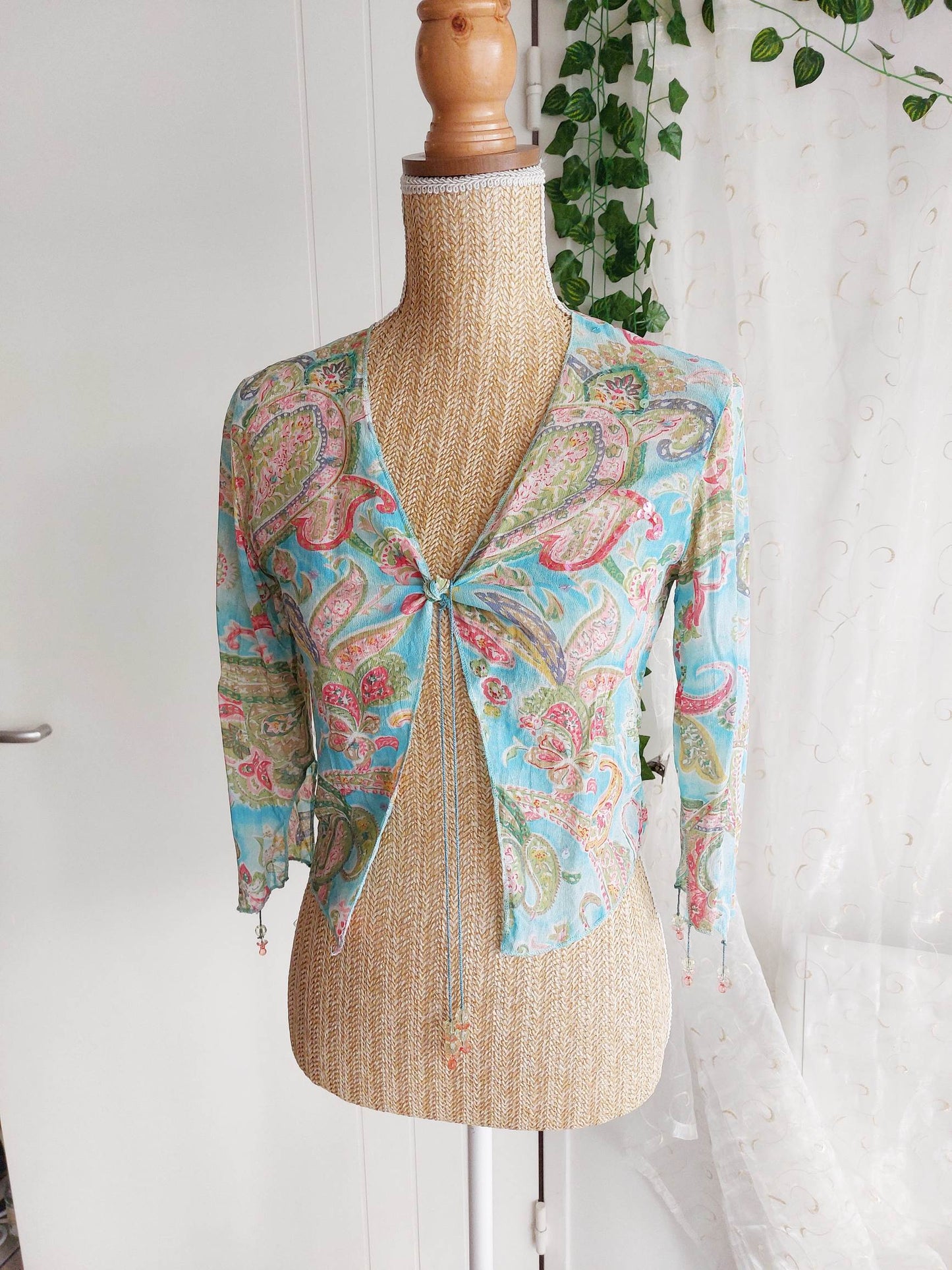 RIVIERA blue paisley waistcoat Derhy size 36/38