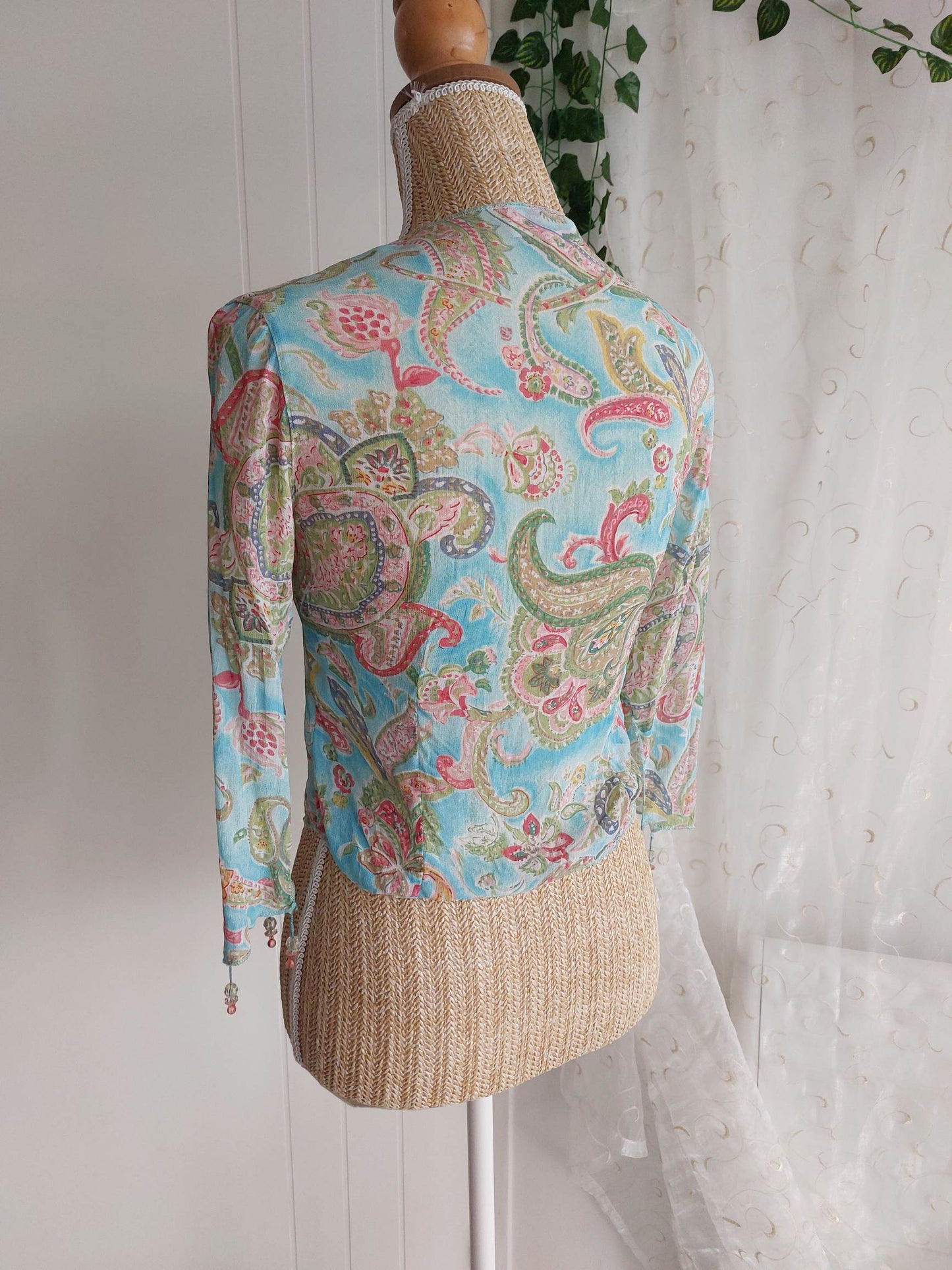 RIVIERA blue paisley waistcoat Derhy size 36/38