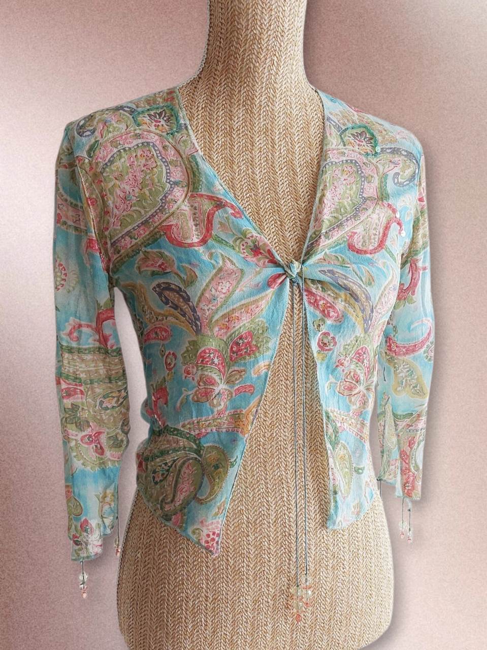 RIVIERA blue paisley waistcoat Derhy size 36/38