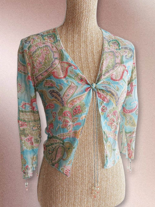 RIVIERA blue paisley waistcoat Derhy size 36/38